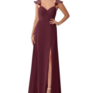 Azazie Everett Bridesmaid Cabernet Chiffon Dress